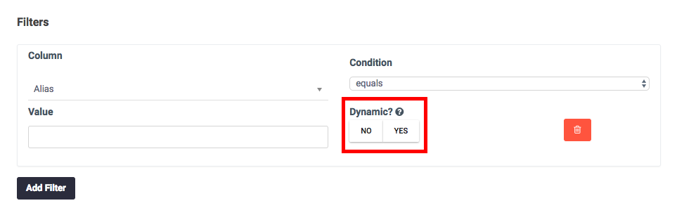 Dynamic filters-reports