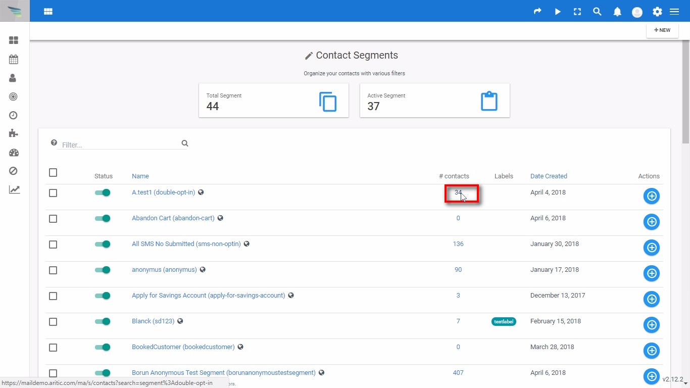 3. Once you will click on segment at dashboard, it will redirect to next segment page.;4. At here click on Contact as mark in screenshot.