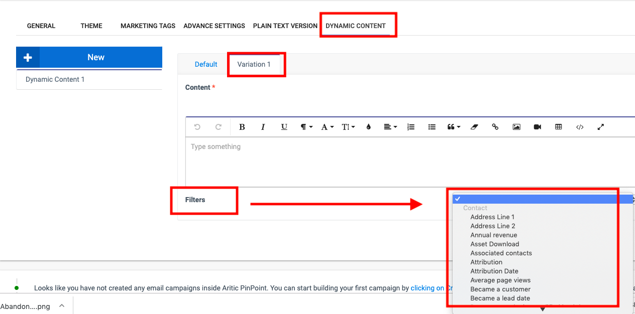 dynamic content variations