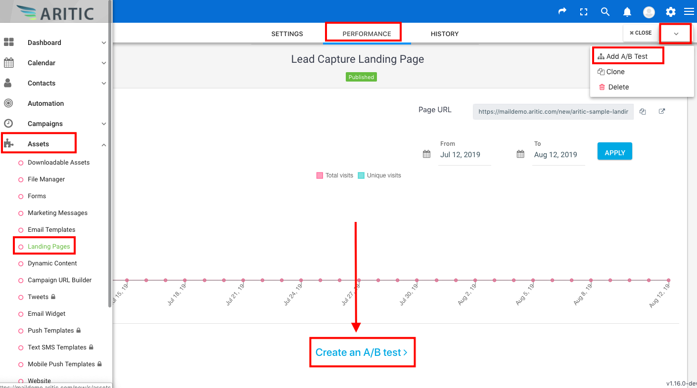 landing page a:b test