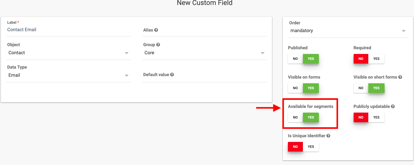 available for segments-custom fields