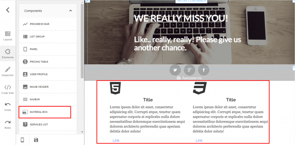 landing page